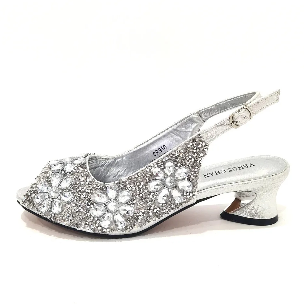 African Shoes and Bags Set Decorated with Rhinedstone Italian Shoes and Bags Matching Set High Heels Women Party Pumps