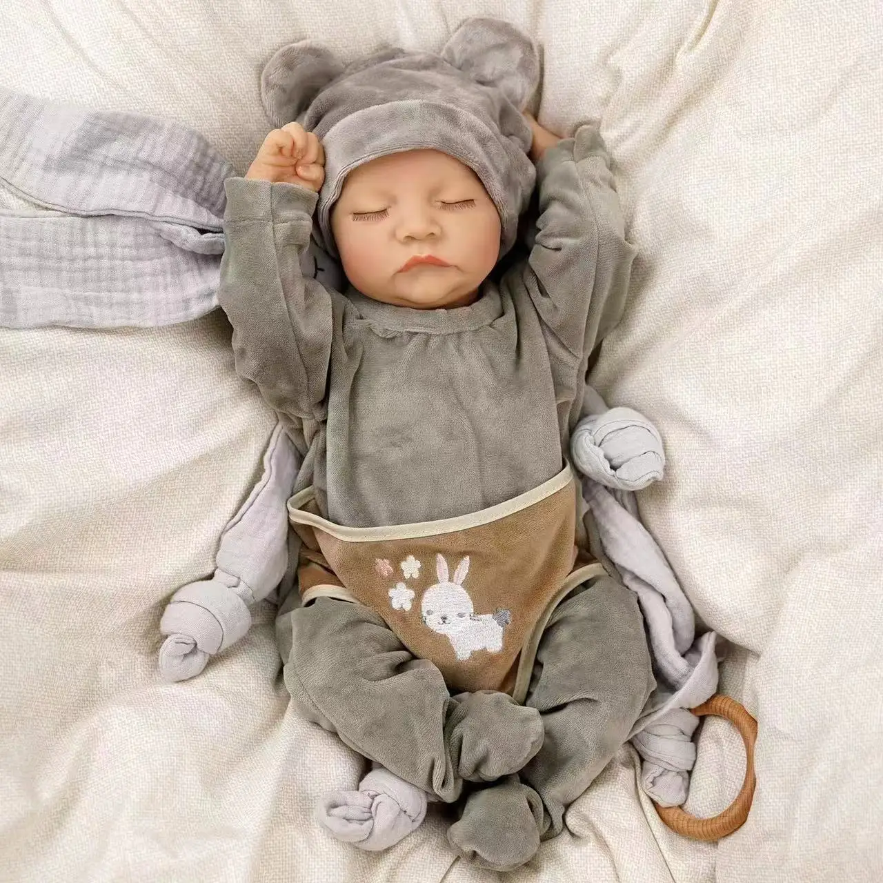 

48CM/19inch Cokela Realistic Finished Bebe Reborn Silicone Vinyl Body Doll Maddie Handmade Toy For Christmas Gift