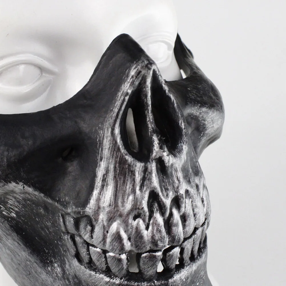 スカルハーフフェイスマスク シルバーグレー 快適な保護 アウトドア ハンティング マスカレード ハロウィンコスチューム