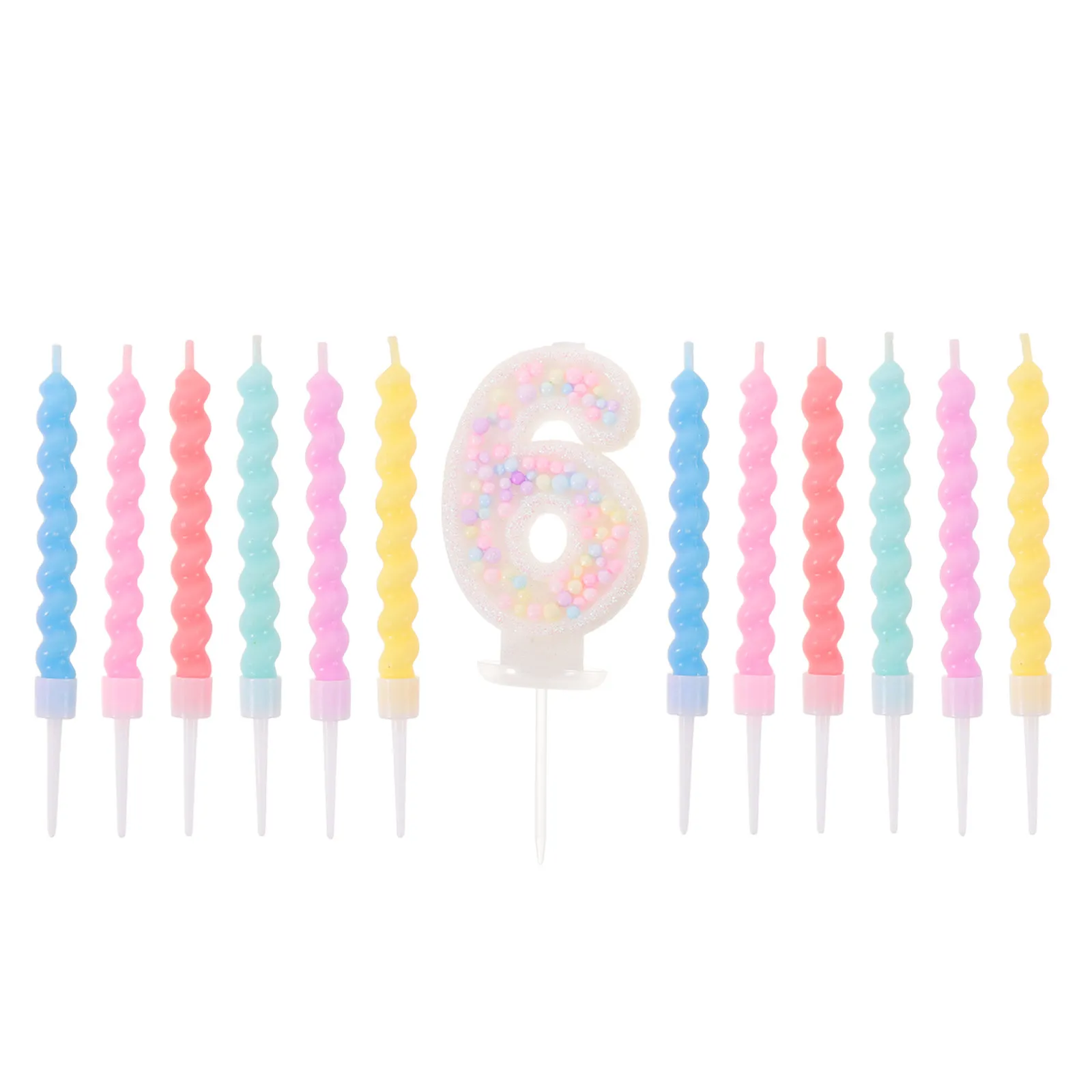 13Pcs Spiral Melting Birthday Candles Macaron Pastel Design Cute Cake Candles for Birthday Party Festival Decorations