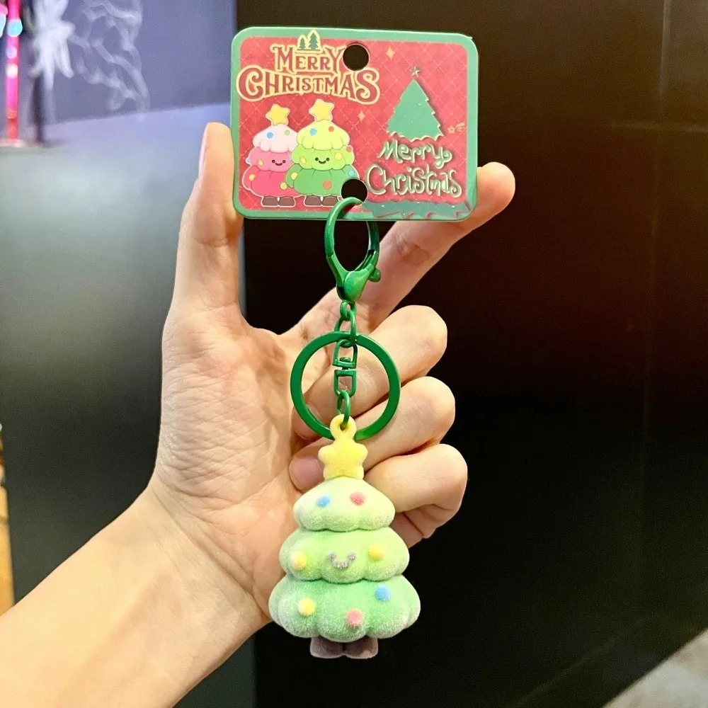 Nice Gift Box Set Creative Christmas Tree Flocked Keychain Mini Optional Bag Charm Lightweight Soft Touch Pendant Holiday