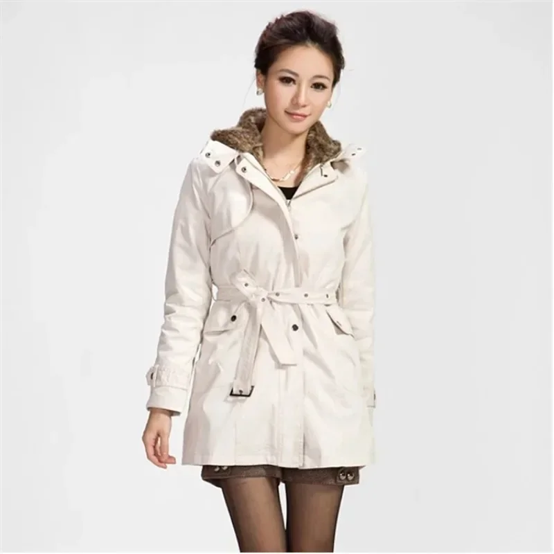 New Winter Korean-Style Women's Trench Coat with Fleece Lining Mid-Length 3-in-1 Thickened Warm Coat Casual Outdoor Outerwear
