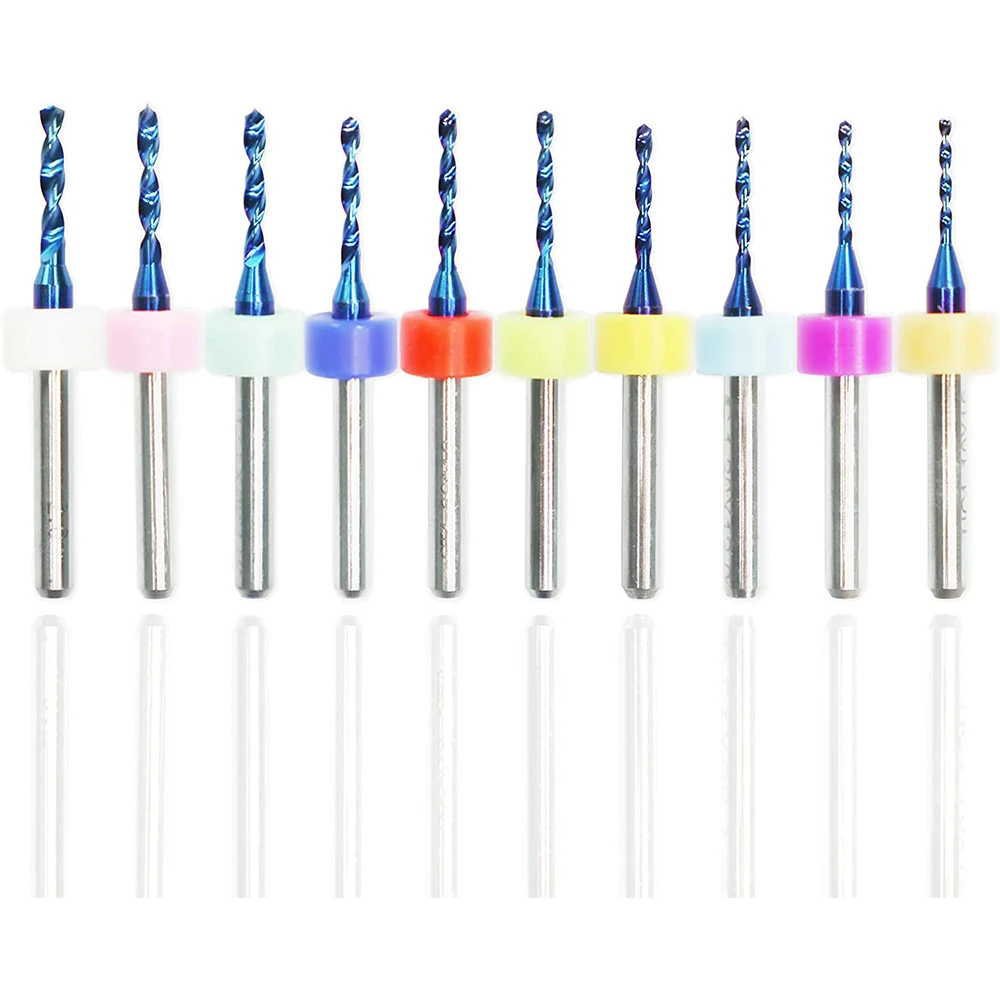 

30Pcs 1.1mm-2.0mm PCB Drill Bits Set, 1/8Inch CNC Router Bits Mini Milling Cutter Blue Coated for Print Circuit Board