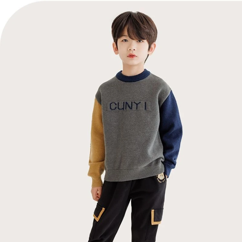 

Boys Sweater with Fleece Lining 12 Children's Faux Mink Sweater 8 New Autumn and Winter Pullover for Older Boys Stylish for Boys