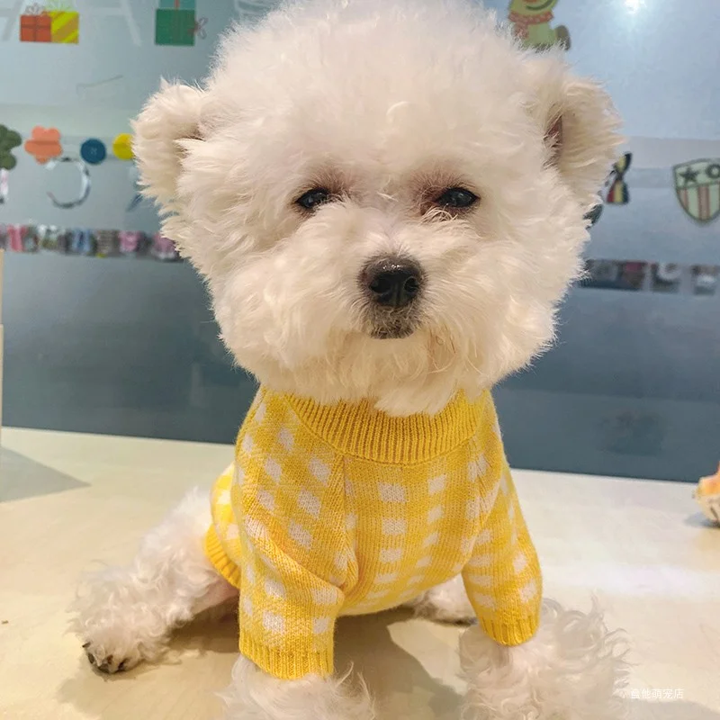 1PC Pet Clothes Cat Autumn/Winter Thickened Pullover Sugar Rabbit Sweater Yellow Suitable for Small and Medium Dogs