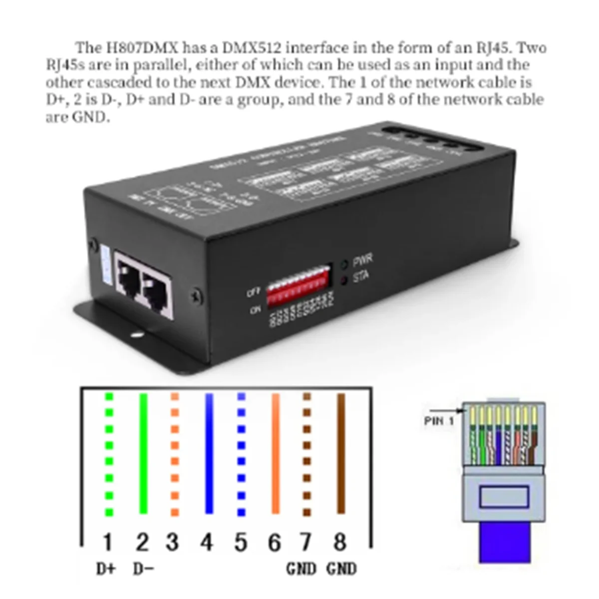 RGB-контроллер DMX512 H807, 1024 пикселей