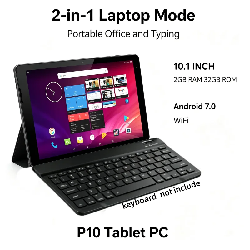 2026 Latest Tablets 10.1 Inch T10 Android 7.0 WIFI Micro USB 2GB RAM+32GB ROM P10 MT8163 CPU Powerful Quad-Core