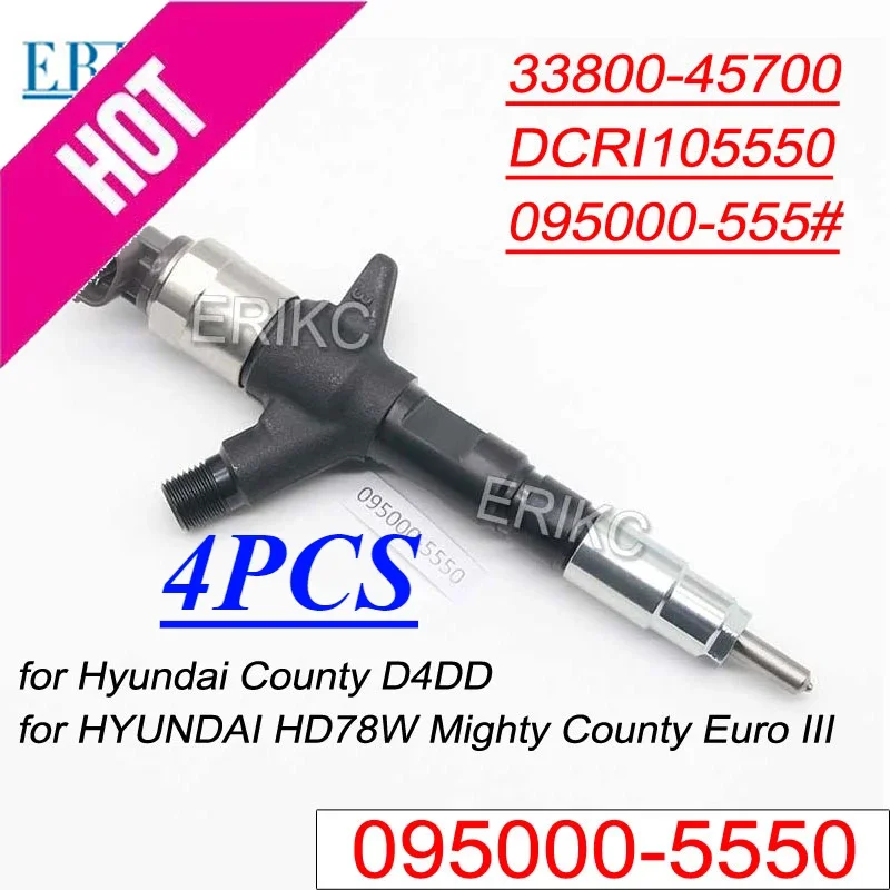 4PC 095000-5550 Auto Diesel Injector  DCRI105550 095000-5552 Engine Pump Nozzle For DENSO HYUNDAI 095000-5551 33800‐45700