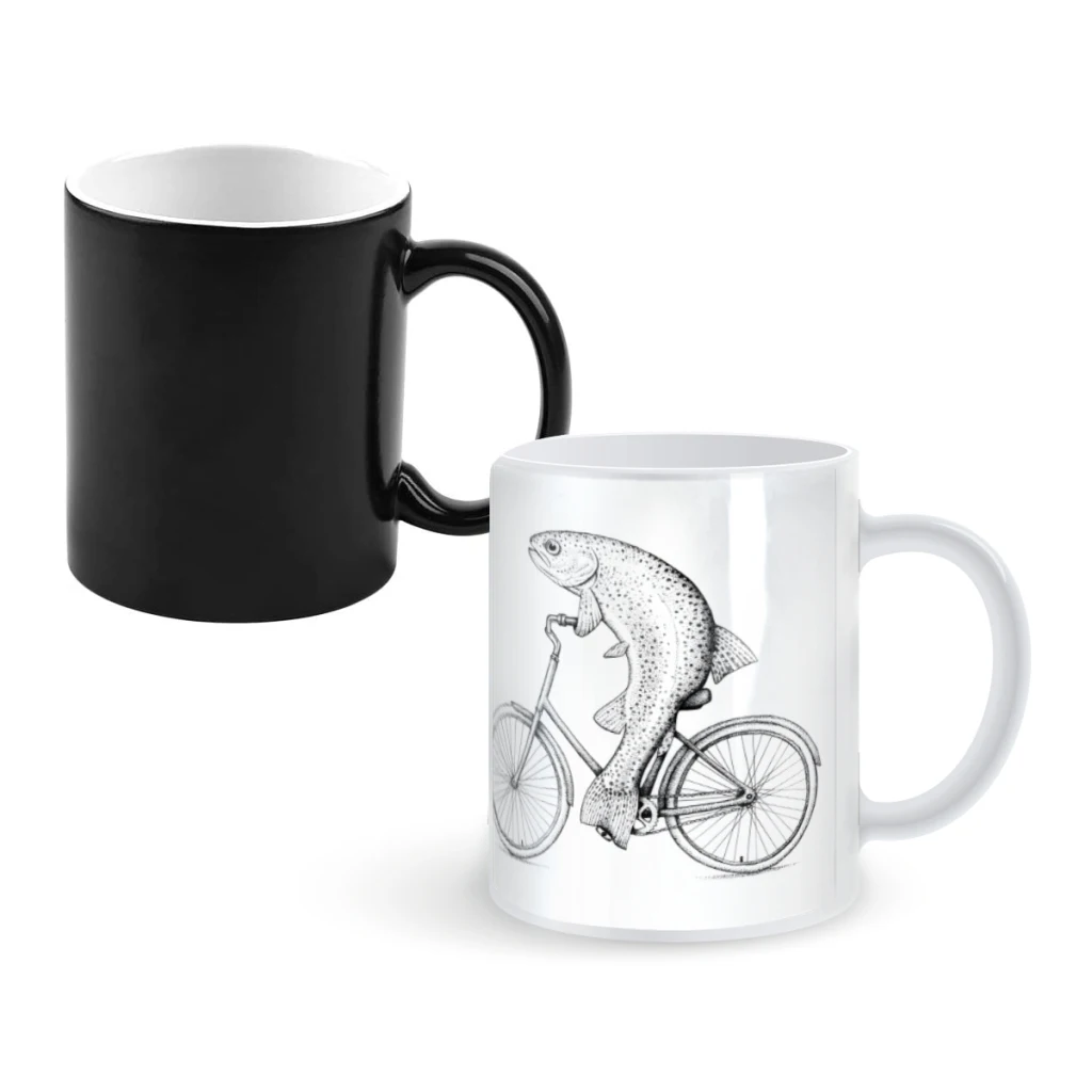 

Rainbow Bike TroutCoffee Mugs And Mug Creative Color Change Tea Cup Ceramic Milk Cups Novelty Gifts