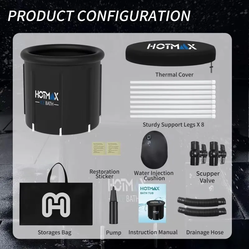 YTYIN 0.5hp Vanace Exercise Athlete يستخدم 2 أنابيب الصرف نظام التبريد حوض الاستحمام الجليدي لاستعادة اللياقة البدنية