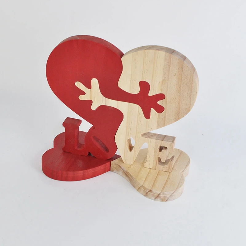 1 Stuks "Liefde" Houten Puzzelblok Decoratief Ornament Sculptuur Houten Blok Decoratief