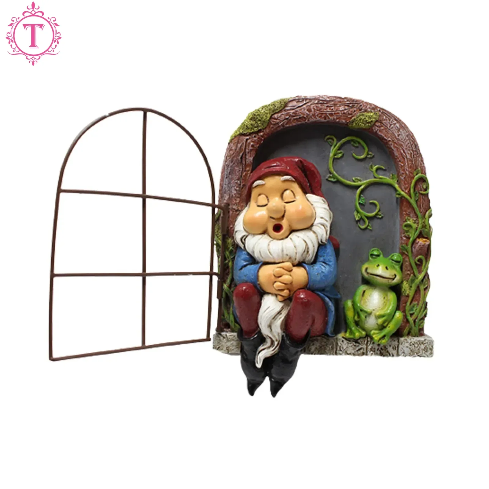 

Drinking Dwarf Window Pendant Resin Garden Decor Creative Courtyard Ornament Outdoor Home Decoration Fairy Sculpture Gift