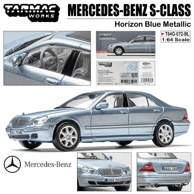 Tarmac Works 1/64 MERCEDES-BENZ S-CLASS Horizon Blue Metallic Alloy Toy Motor Vehicle Diecast Metal Model Gifts