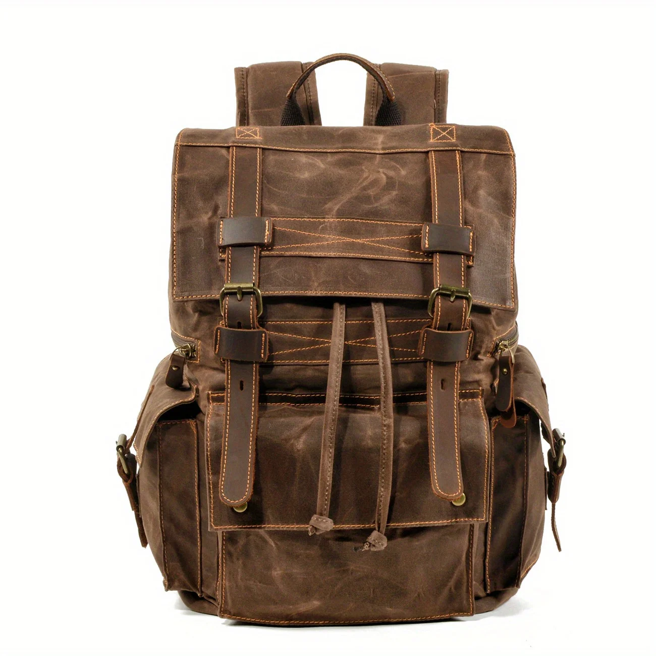 Vintage waxed canvas men\'s backpack casual laptop backpack large capacity travel rucksack