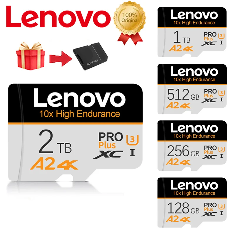 Lenovo 2TB SD Memory Card 1TB 512GB High Speed TF Card U3 Class 10 4K Ultra-HD Video Card SD Flash Memory Cards 128GB 256GB