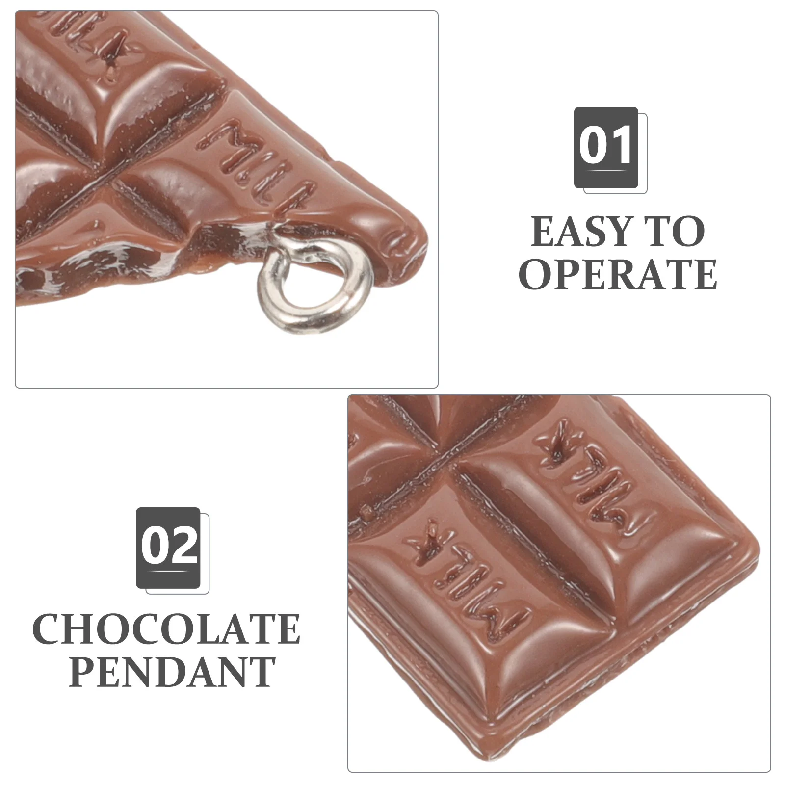 20 Pcs Chocolate Pendant Dangle Drop Charms Realistic Jewelry Accessories Vintage Necklace Findings Creative Gifts Food