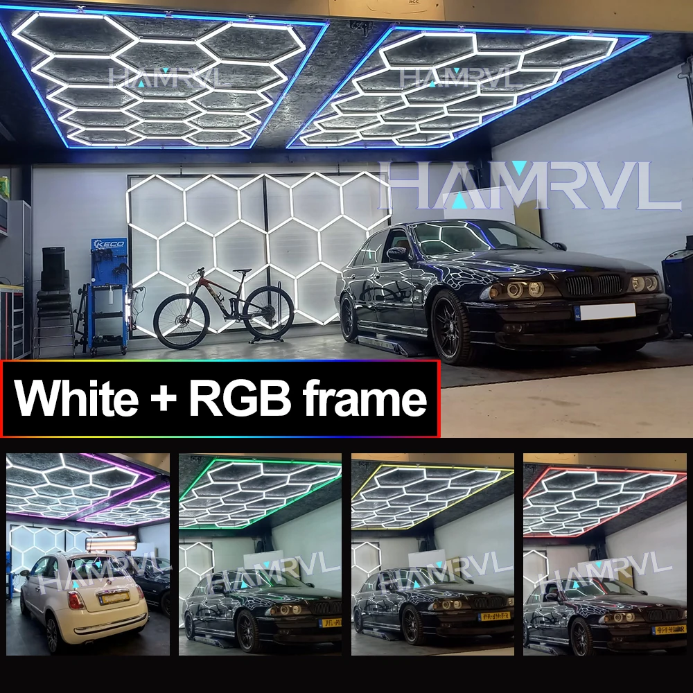 Frame / RGB Colored Hexagon LED Ceiling Light hexagon led 110V-240V LED Tubes Lighting for Gym Barbershop Garage Customized