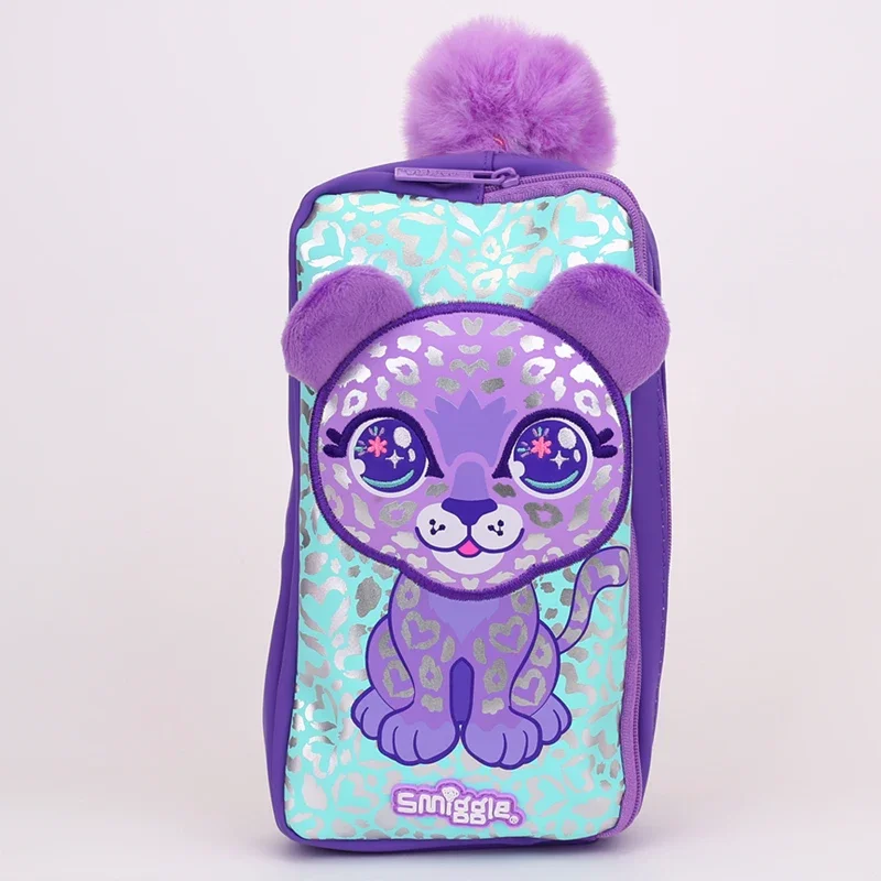 Australian Smiggle Pupils Purple Leopard Burden Bag Children Large-Capacity Backpack Kettle Pen Bag Children Birthday Present