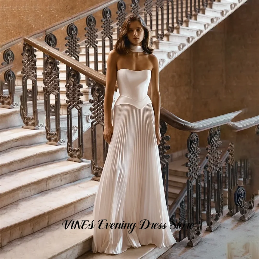 

VINES White فساتين السهرة Pleated Chiffon Prom Dress with Structured Corset Formal Dresses Evening Dress Customized