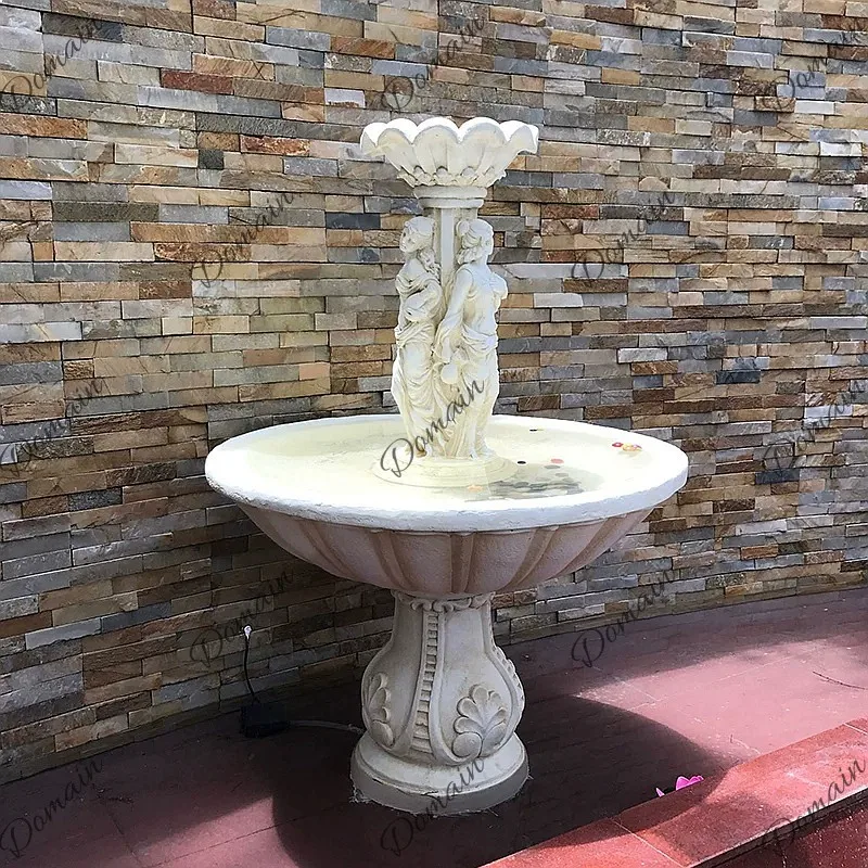 European Style Wishing Well Fountain Figure Flowing Water Outdoor Garden Wedding Decoration Creative Landscape Ornament