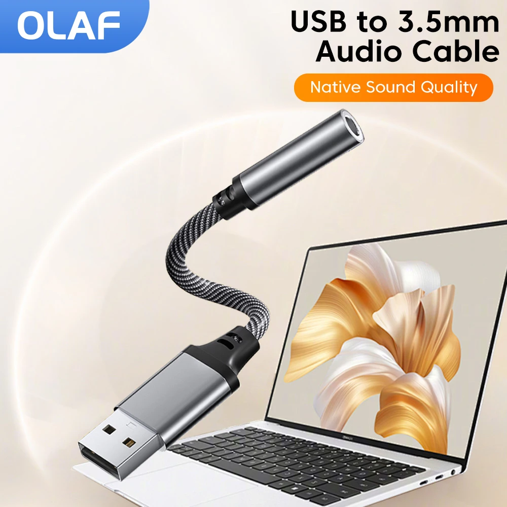 Olaf NIERBO USB to 3.5mm Audio Jack Adapter USB A Female to 3.5mm USB to Audio Jack Adapter Headset External Stereo Sound Card