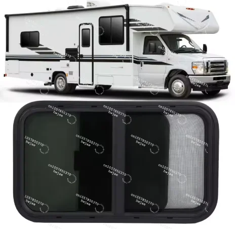 RV Window Replacement Round Corners Slide with Insect Screen for Trailer Camper Construction Vehicles RV Window Trailer Window