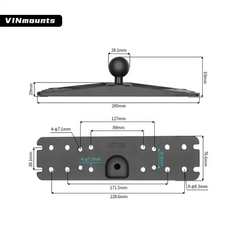 STLF Marine Electronics Mount with Medium Arm Compatible with Garmin, Lowrance, Humminbird for Kayak Boat and Other Marine