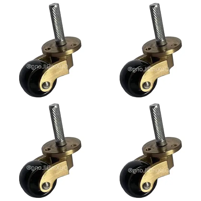 

4PCS 1Inch Brass+Rubber Furniture Casters Universal Swivel Runners Rollers Table Chair Sofa Feet Wheels Rubber Silent Pulleys