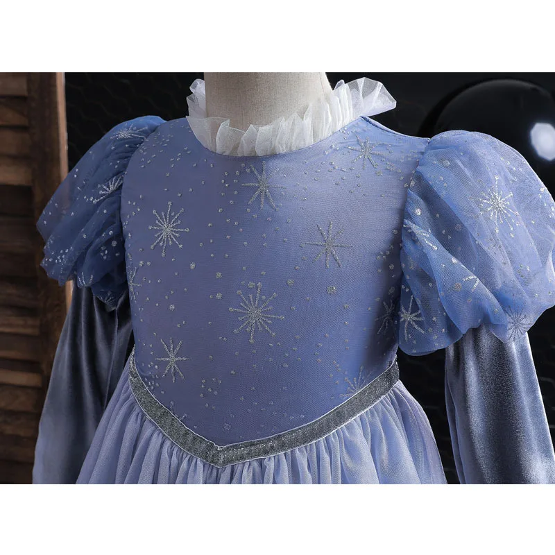 Girl Frozen Dress for Birthday New Autumn And Winter Elegant Princess Child Elsa Velvet Dress for Girls 3 4 5 7 8 9 10 Years Old