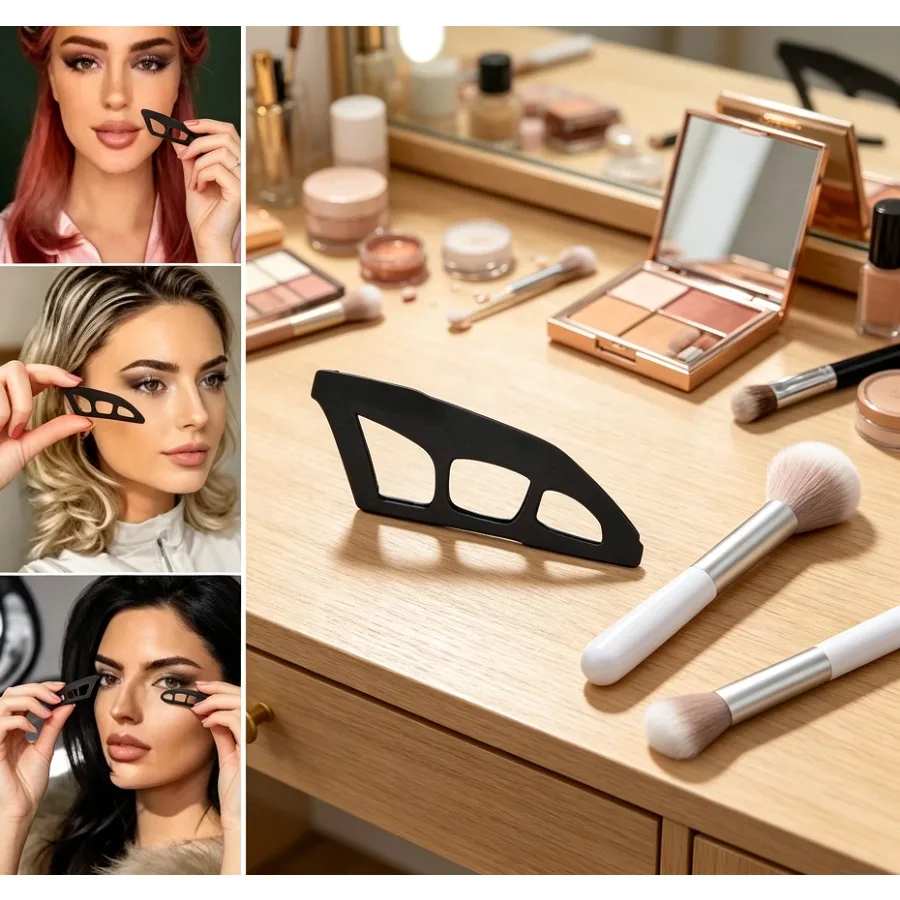 2-piece Set Female Eye Shadow Tool-Eyeshadow Brushes & Molds Multi-function Quick Eye Makeup Template Suitable for Beginners view 3