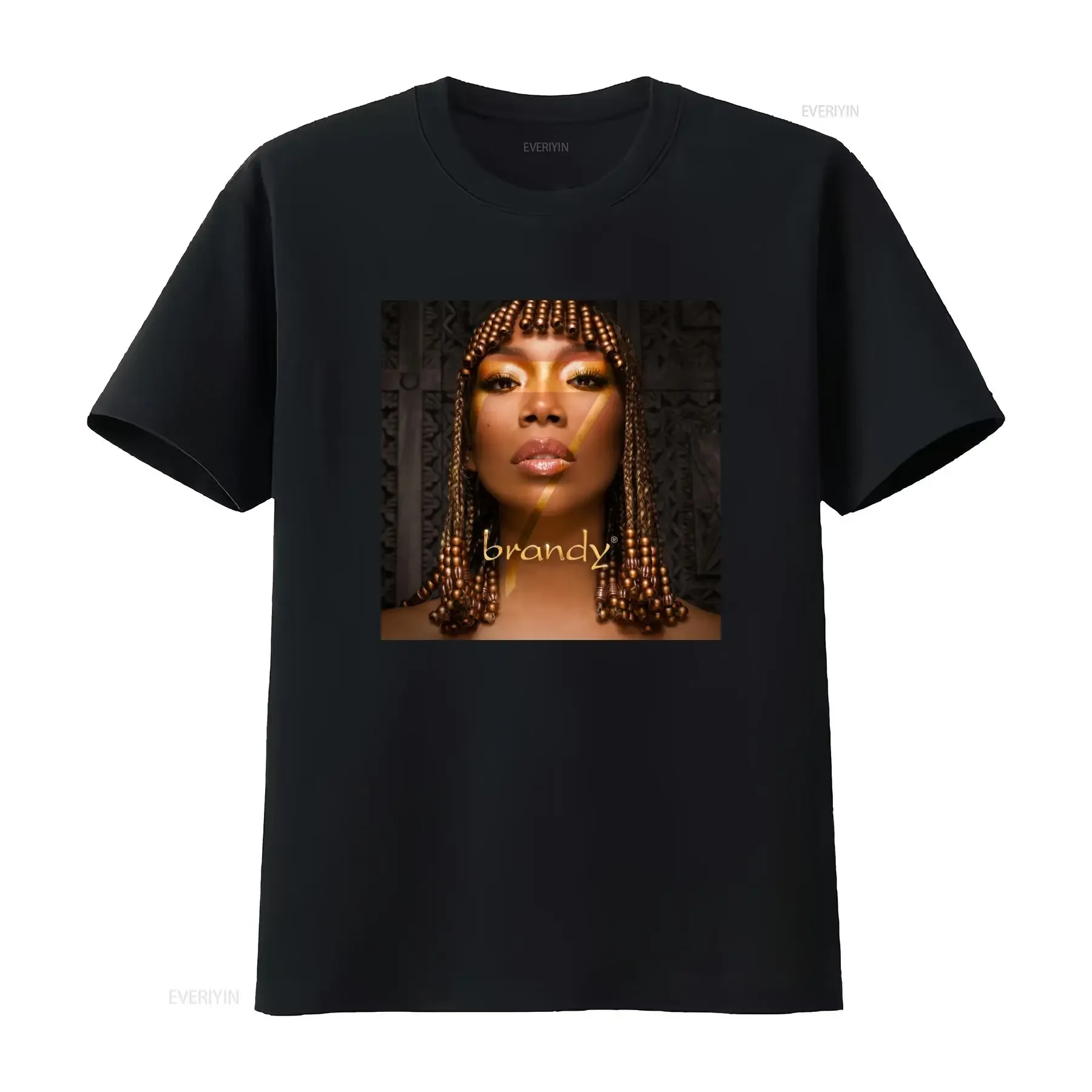 Vintage 90s R B Singer Brandy Portrait Print Casual Hip Hop Streetwear T Shirt vintage Washed graphic Slightly Stylish