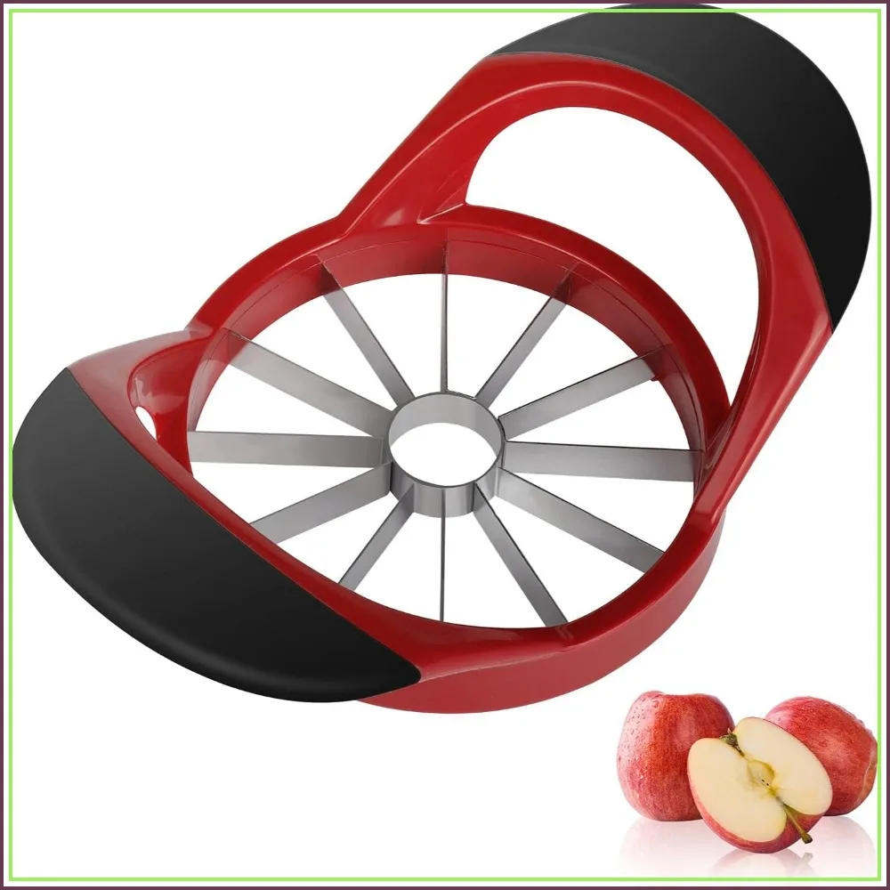 4.72 Inch Apple Slicer and Corer, Stainless Steel with 12 Blades, Anti-Slip Handle, Dishwasher Safe