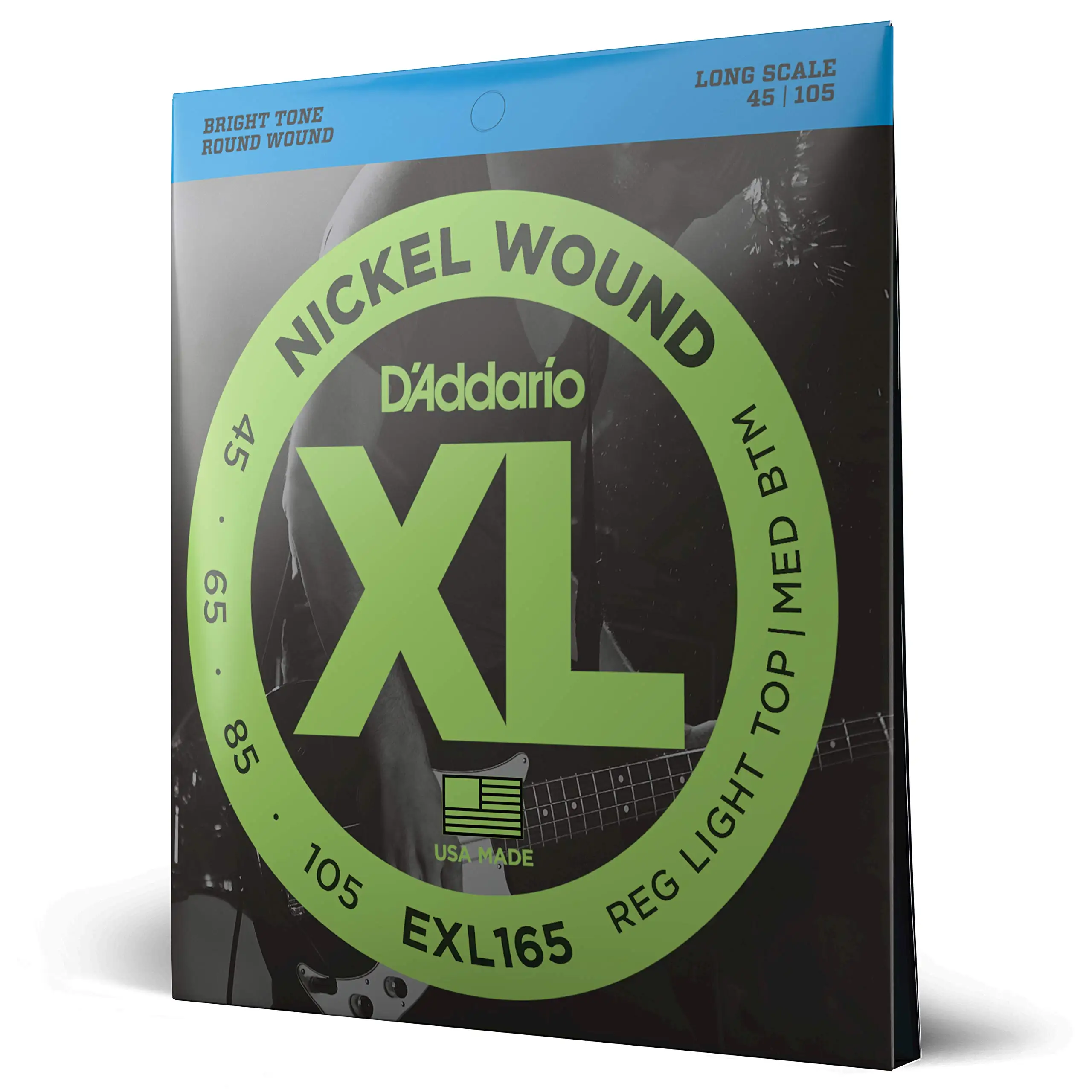 EXL165 Bass Guitar Strings - XL Nickel Bass Strings 45-105 Perfect Tune Consistent Feel Durability - For 4 String Bass Guitars