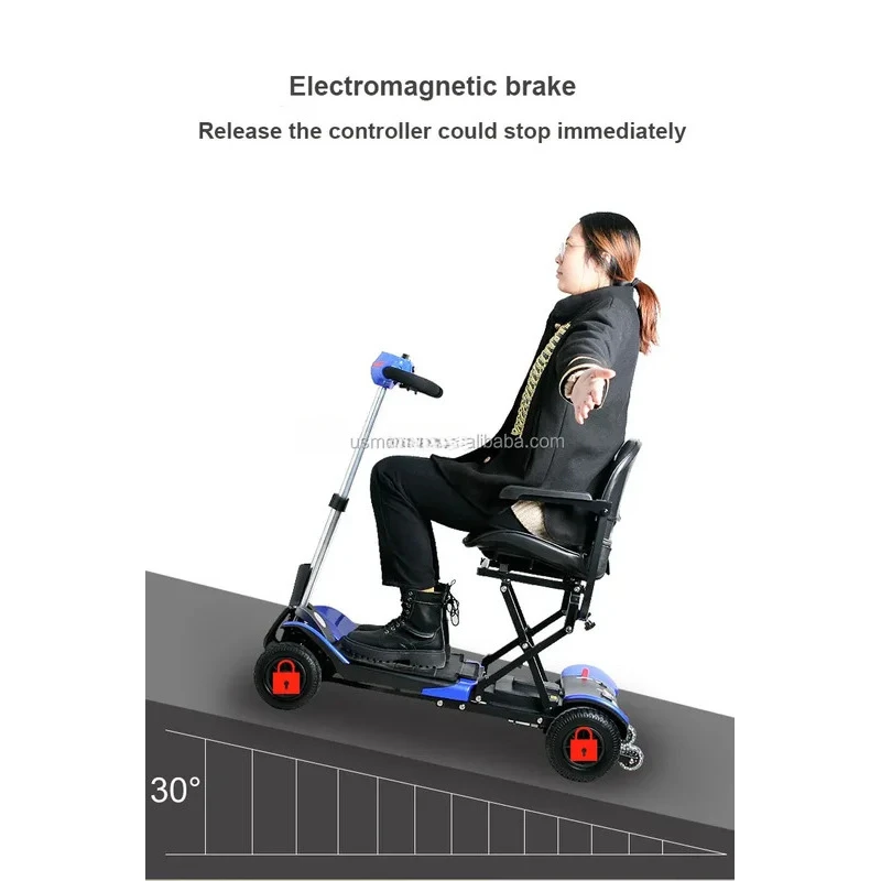 handicapped foldable four wheels electric mobility scooter for elderly with storage box canopy