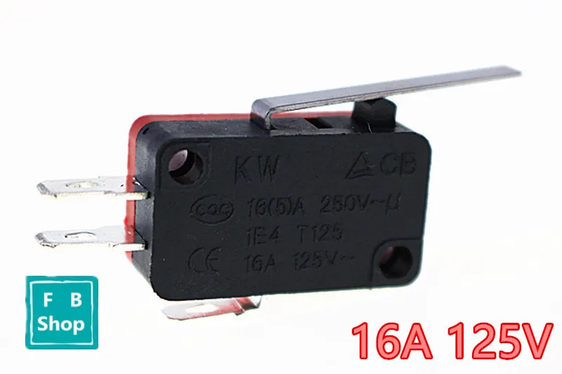

10 шт. 15/5 А 250 В 16 А 125 В миниатюрный микропереключатель с длинной ручкой черный + красный
