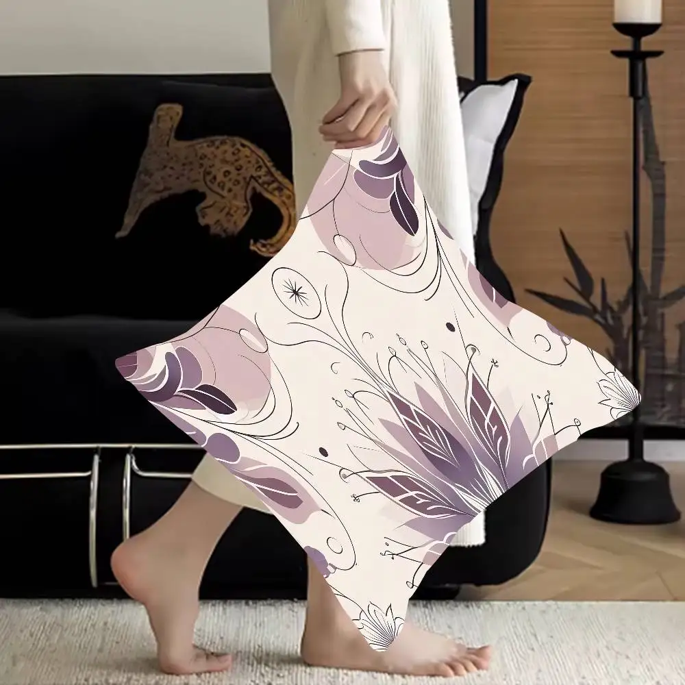 

Purple Floral Swirls Pillow Anime Pillow Sofa Bed Head Pillow Cover Cushion Cover 45x45 Cm Fashion