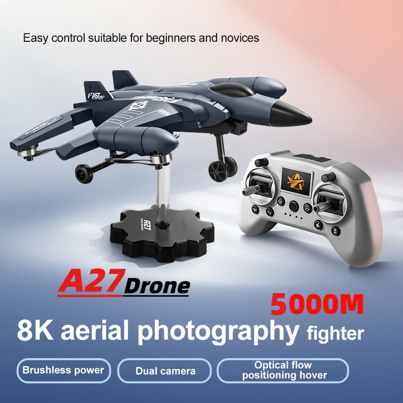 Drone professionnel SU-35 avion A27 avec caméra HD 8K, télécommande sans balais, quadrirotor de chasse, flux optique RC fait