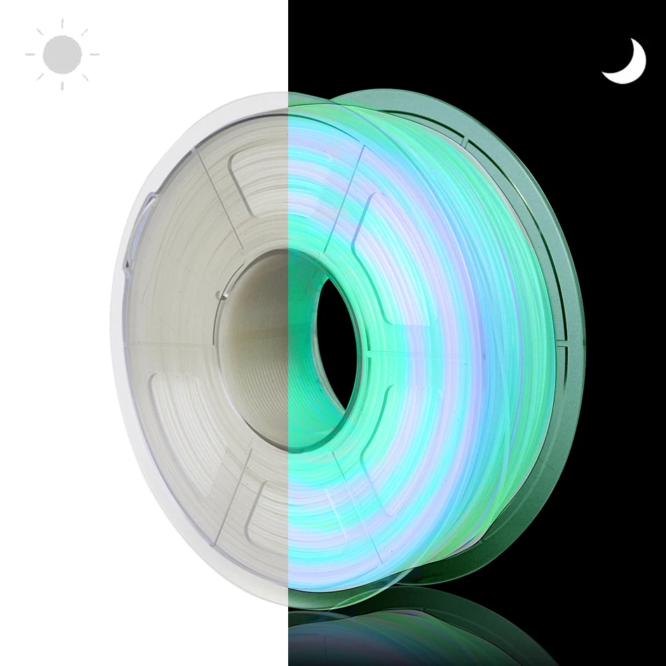 250g 500g 1Kg PLA Rainbow Glow In The Dark 3D Printer Filament Sublimation Shine Rainbow 3D Printing Material Vacuum Packaging