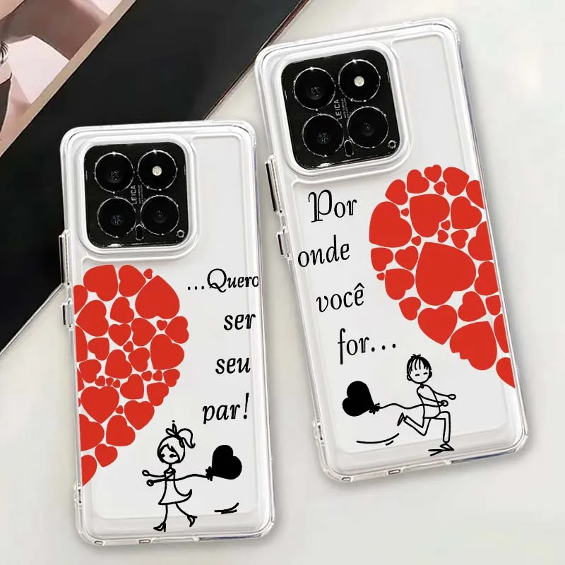 

Love Couple Art Design For Xiaomi 17 15 14 13 12 12S 12X 12T 11 11T Pro max Lite ultra TPU Transparent Phone Case