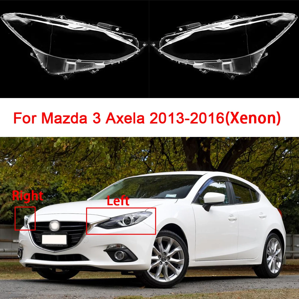 For Mazda 3 Axela 2013-2016 Xenon Headlight Cover Lampshade Waterproof Left Right Headlight Shell Plexiglass Car Accessories