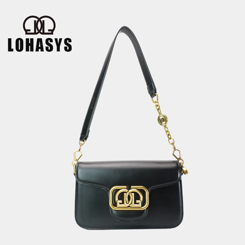 LOHASYS Korean Review Multi-Shoulder Women's Bag Luxurious Design Handbag Large Capacity Hardware Logo Decorated Crossbody Bag