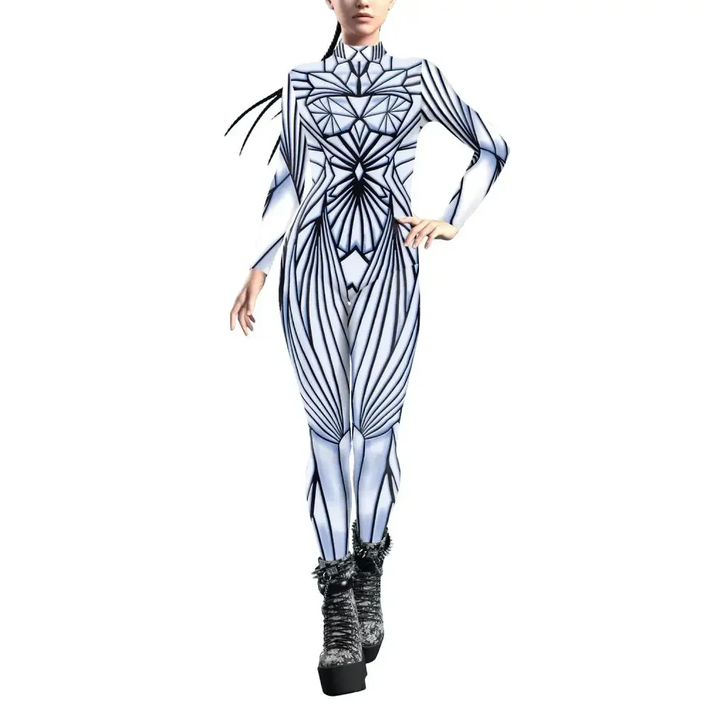 Teanoon Donna Crystal Damage Costume Specchio nero Tute Donna Art Zentai Body Ragazza Vacanza Festa Cosplay Outfit