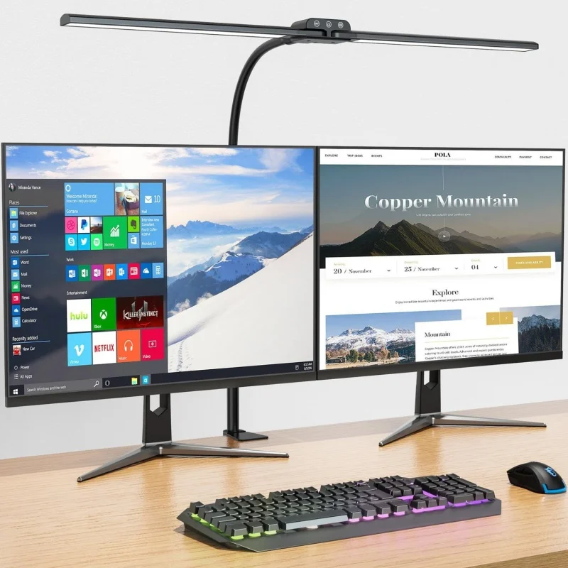 24W Led Desk Lamp for Office Home ,Touch Control Desk Lamp, Computer Monitor Gooseneck Smart Light 10 Color Flexible Adjustable