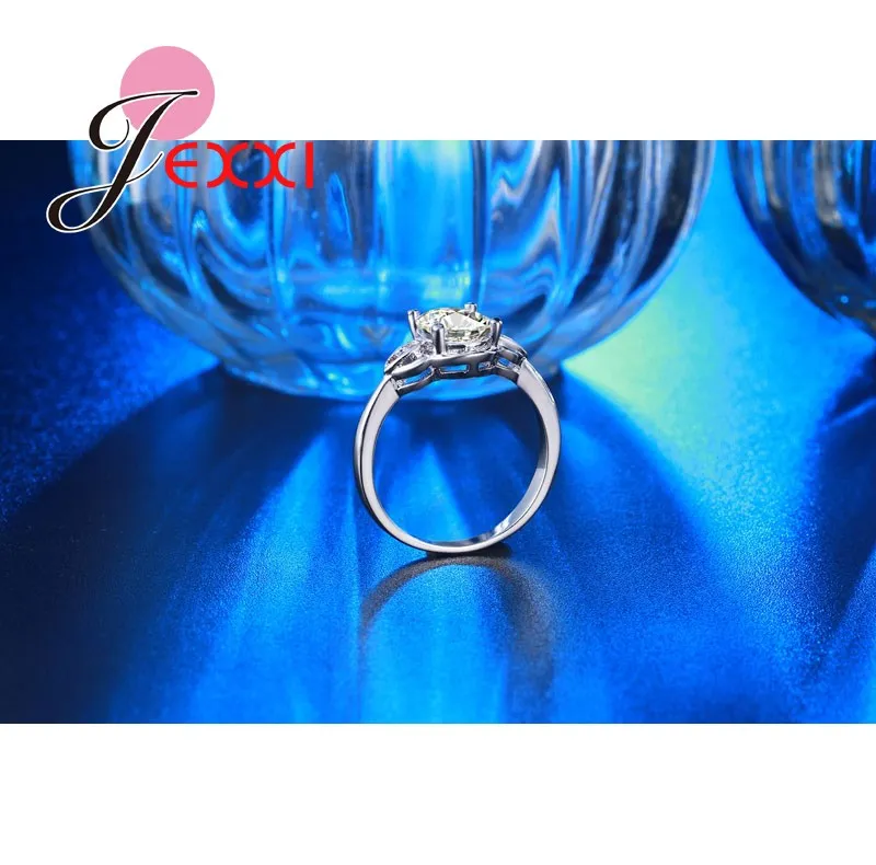 925 Sterling Silver Rings With Oval & Round Clear Zircon For Women Ring Wedding Party Birthday Elegant Fashion Jewelry