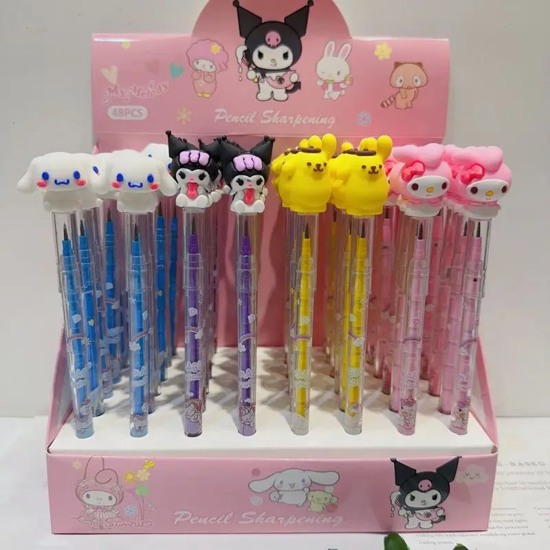 

Sanliou 48pcs kawaii Kuromi My Melody Bullet Pencil New Cartoon Pencil-Free Children'S Painting And Writing Student Supplies