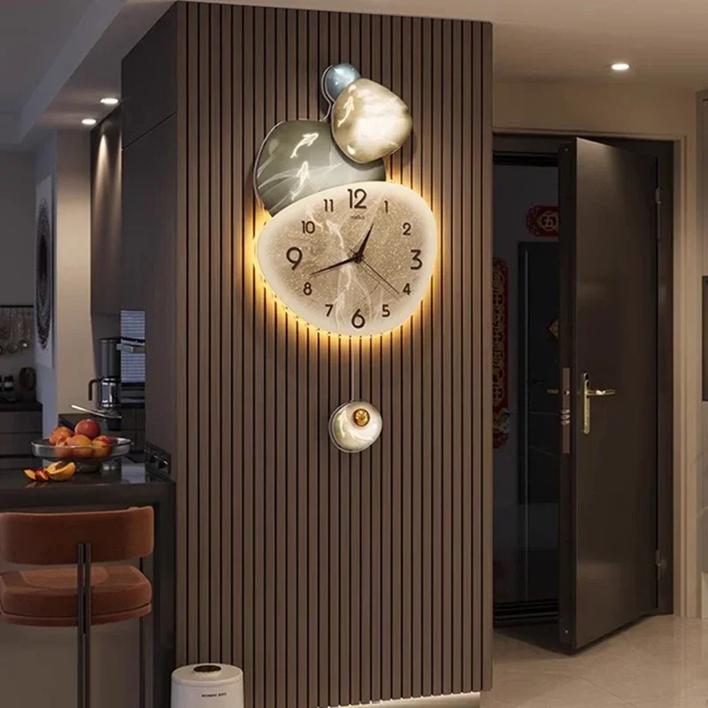 Bistro Cute Wall Clock Luxury Restaurant Nordic Creative Nordic Living Room Wall Watch Art Mural Modern Craft Wanduhr Home Decor