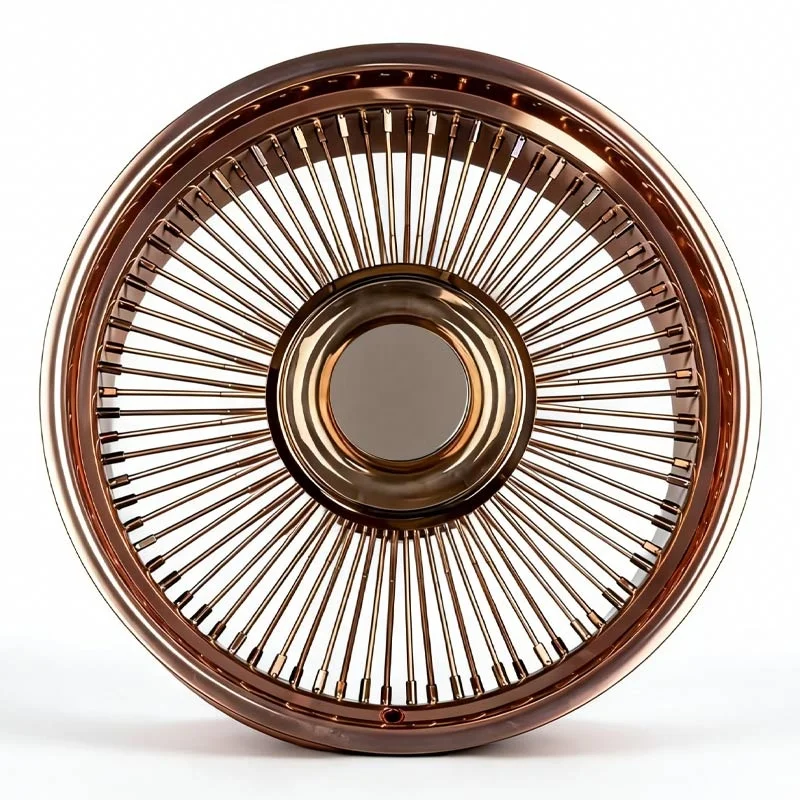 

Gold Plated Wire Wheels 13 14 15 16 18 20 22 24 26 Inch 72 100 120 144 150 Spoke Knock Off Rim Lowrider Car Show Vehicles