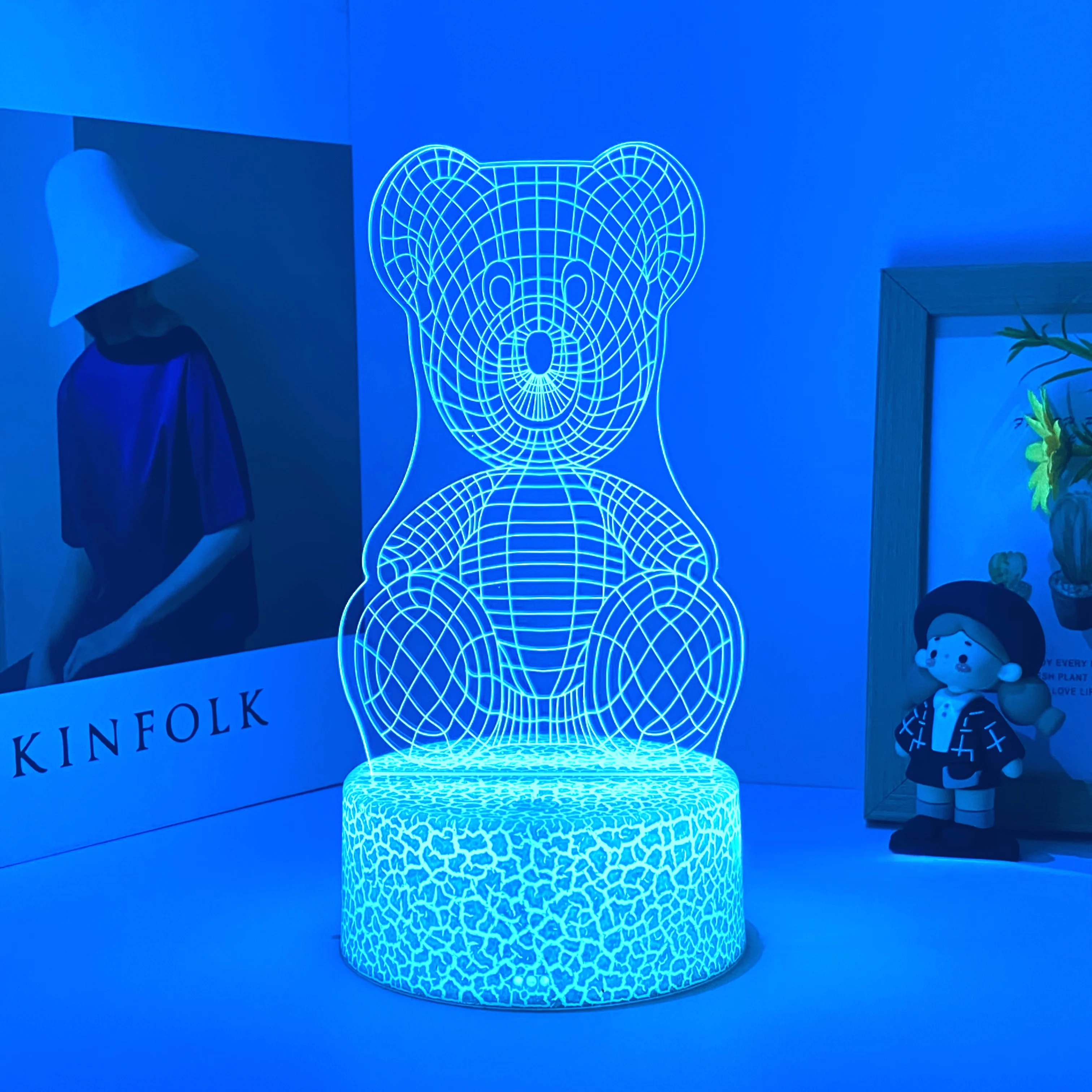 3D Bear Shape Nightlight for Study Bedroom, USB Atmosfera Light, Table Light, Holiday Gift to Friends, 1pc
