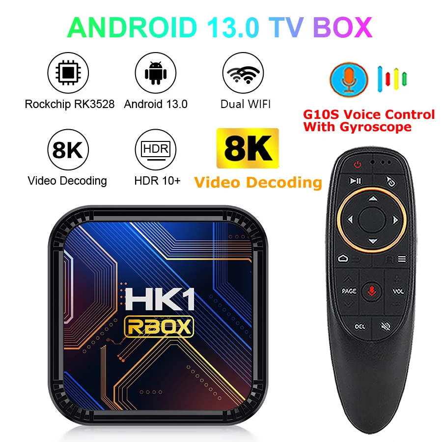 

Android 13 TV BOX HK1 RBOX K8S Rockchip RK3528 4GB 64GB 32GB Set Top Box 2.4G 5G Dual WIFI BT4.0 8K Vedio Decoding Media Player