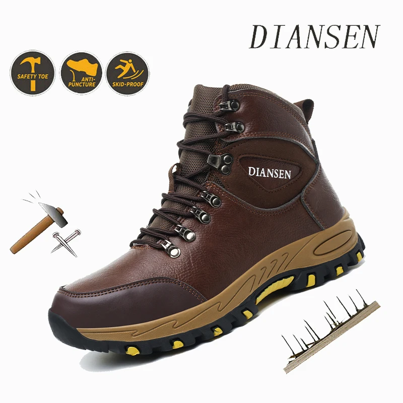

Men's Work Shoes Steel Toe Anti-Puncture Safety Boots Waterproof Indestructible Protective Boots Suitable for Exploitation site